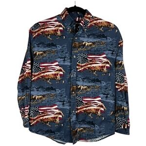 Bit & Bridle Boys Western Button Down Shirt - Navy - Size Medium (10 - 12)